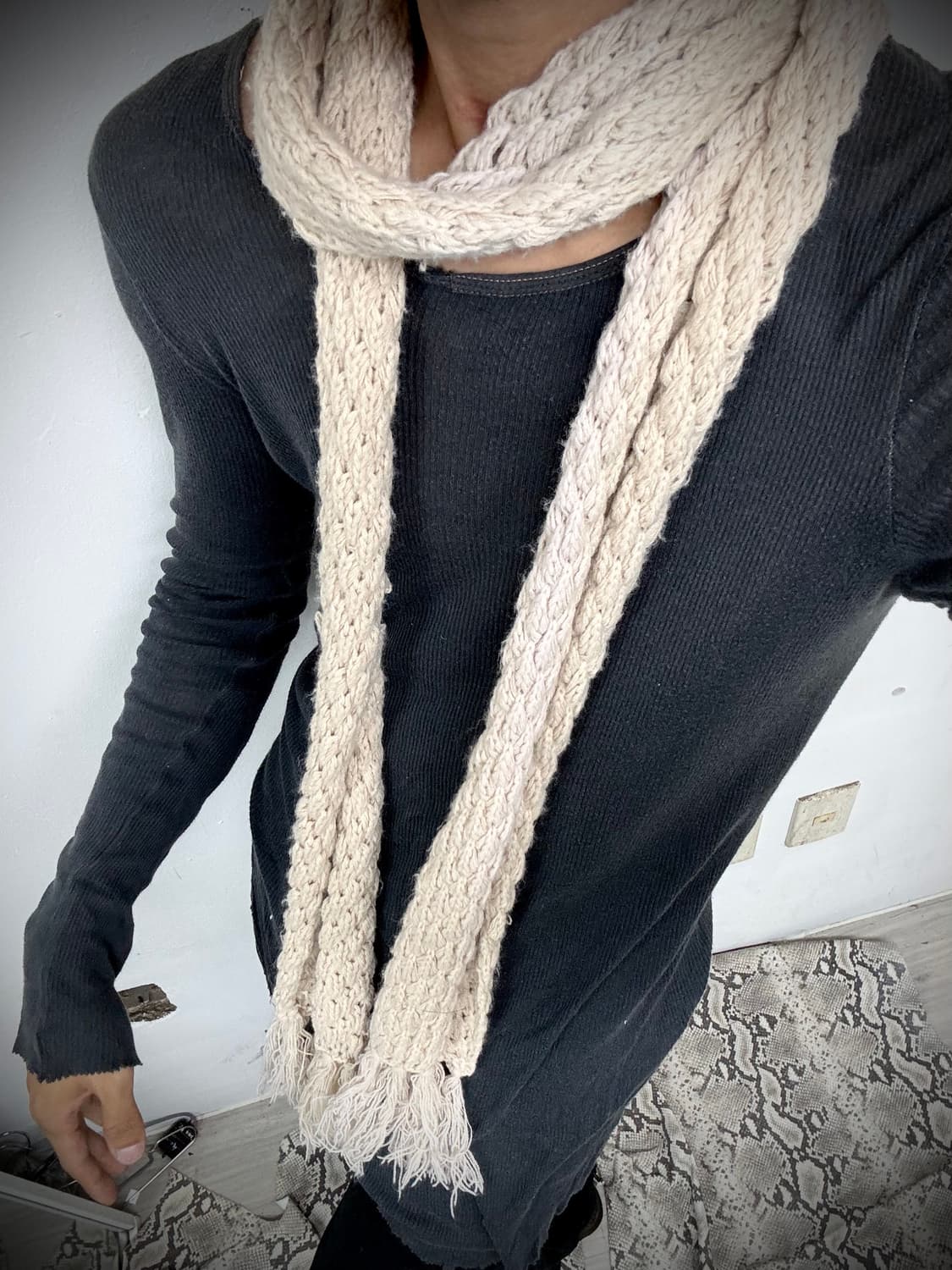 “Vintage” Ivory Long Scarf 상품이미지4