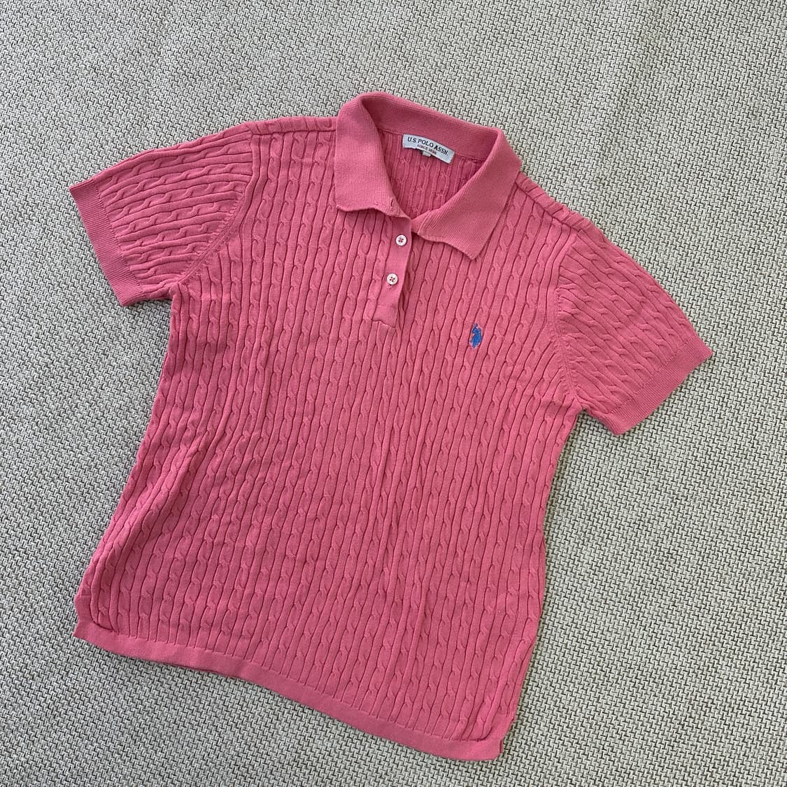 L US폴로 캐주얼 자수로고 꽈배기 반팔 0420D 상품이미지1