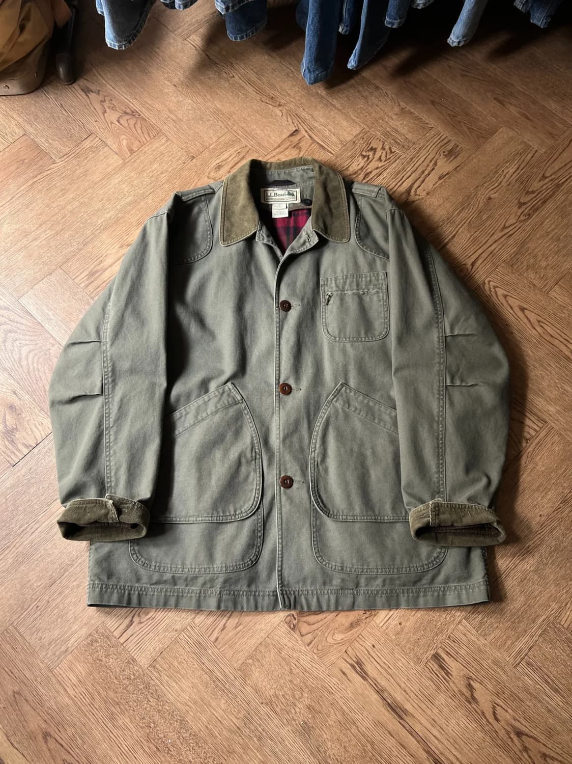 [L]L.L.Bean USA 엘엘빈 프리마로프트 체크라이닝 카키 헌팅자켓 상품이미지1