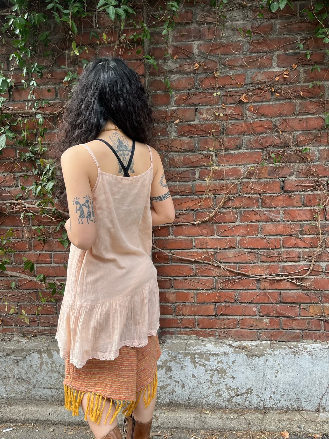 피치 베이지 데일리 미디 원피스 상품이미지4