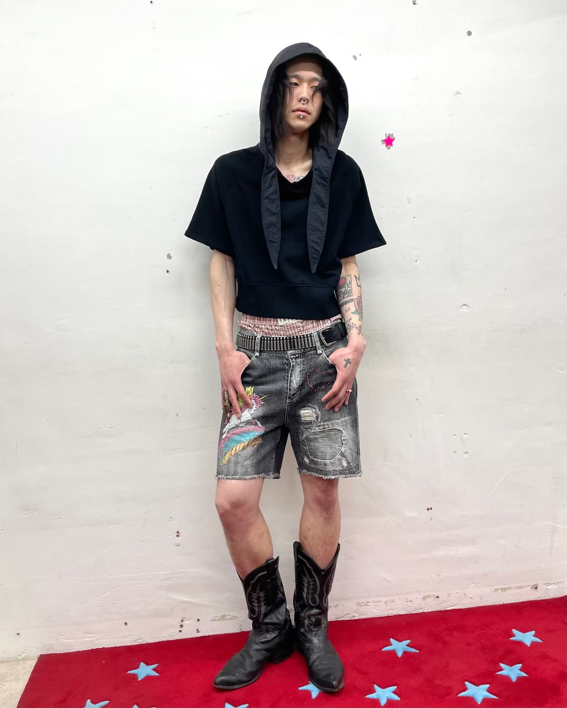 Strap Black Hooded T-Shirt 상품이미지6