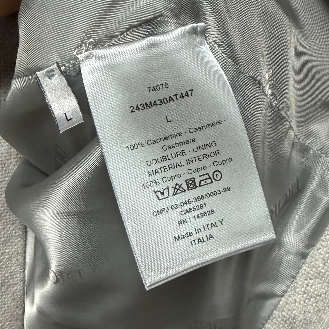 [S+급/L] 디올 캐시미어 니트 크롭 자켓 그레이 상품이미지7