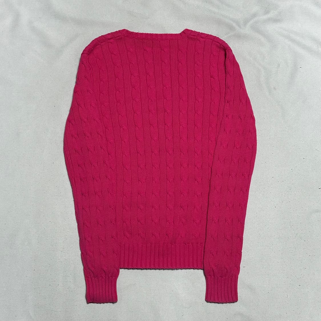 S 폴로랄프로렌 여성용 브이넥 케이블 핑크 니트 상품이미지3