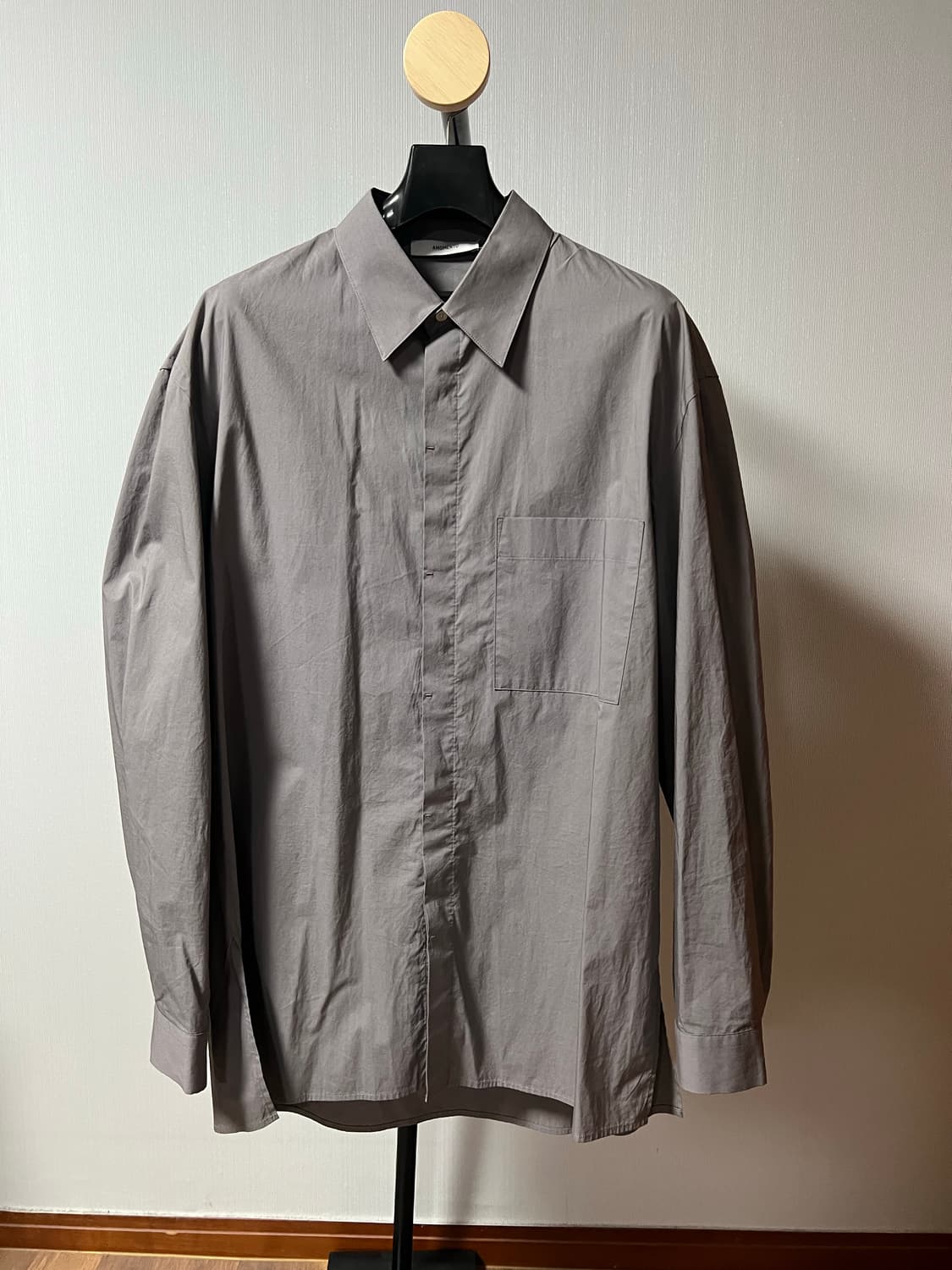 아모멘토 스퀘어 포켓 오버사이즈 셔츠M 그레이 상품이미지1