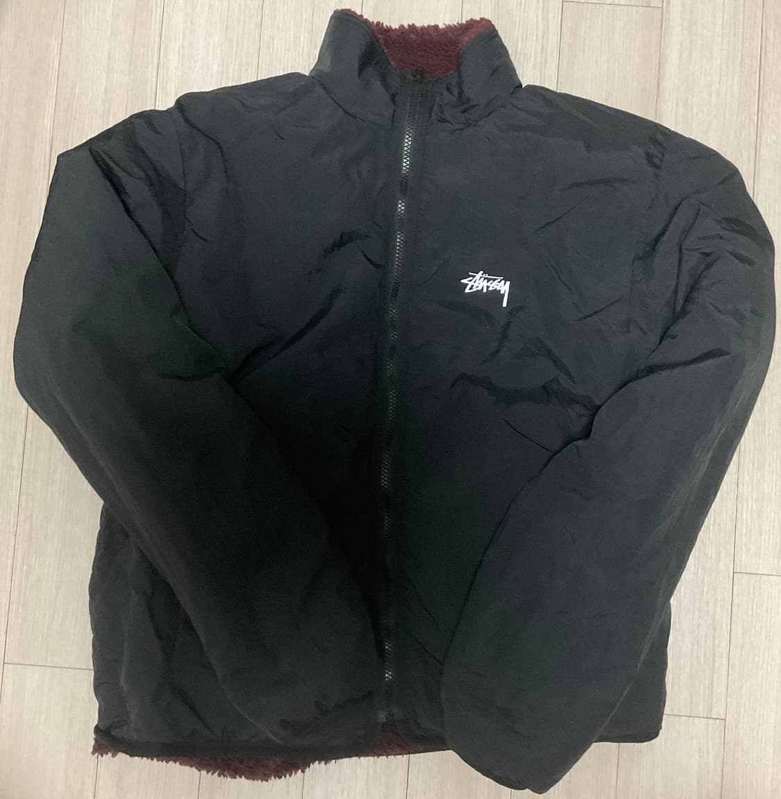 [M]스투시 리버시블 쉐르파 자켓 버건디 상품이미지4