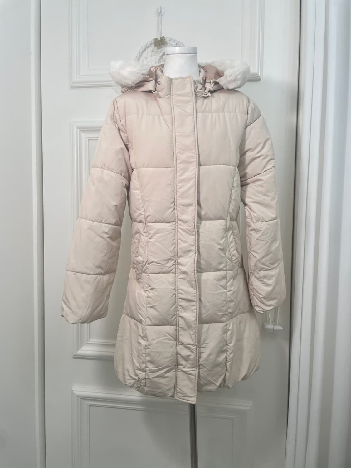 JENNY LOVE pink beige fur hoodie line ju 상품이미지1