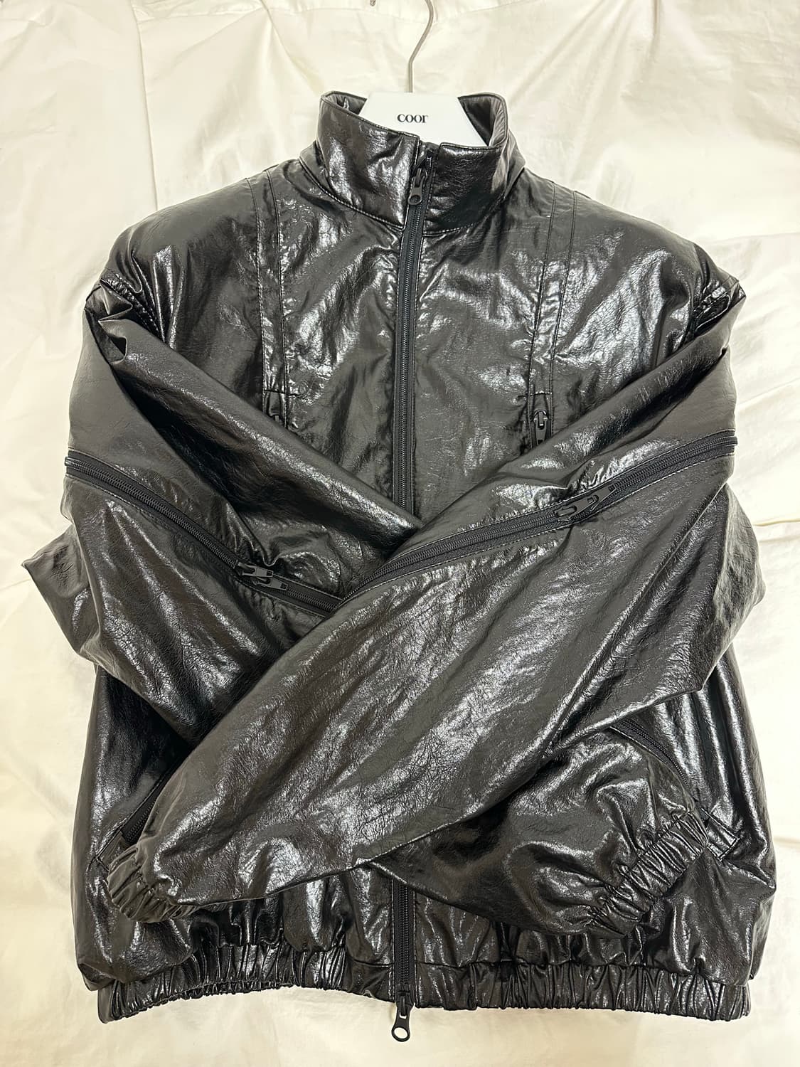 쿠어(coor) 멀티 집업 레더 블루종 블랙 M 상품이미지4