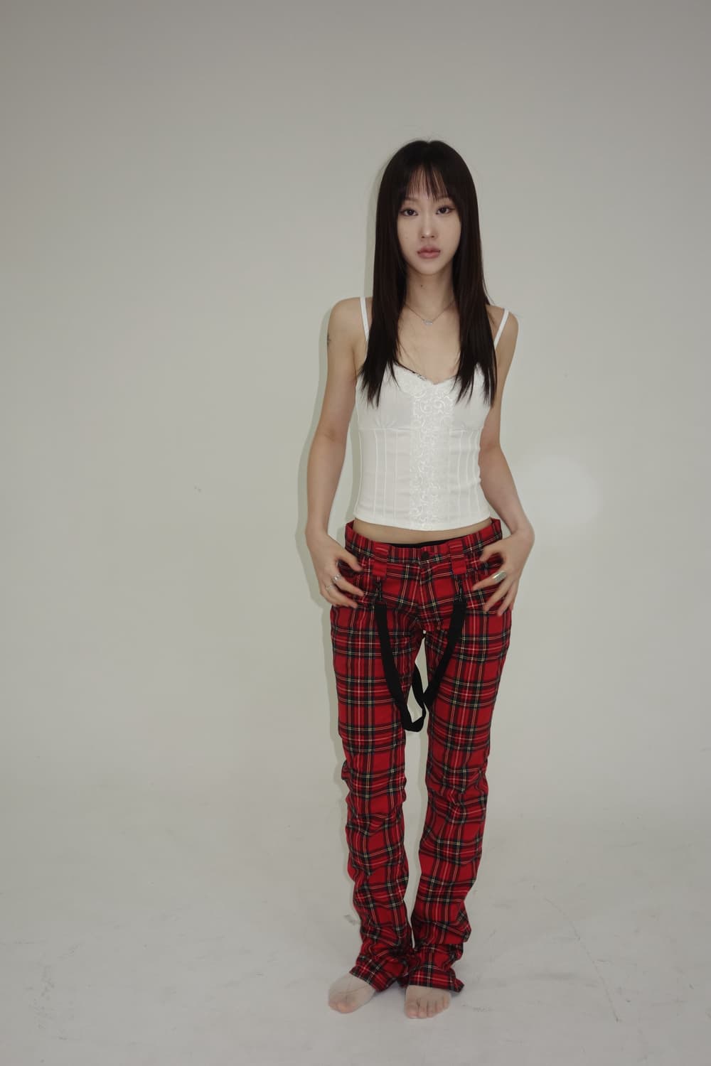 넘버나인 아카이브 본디지 플레이드 체크바지 상품이미지1