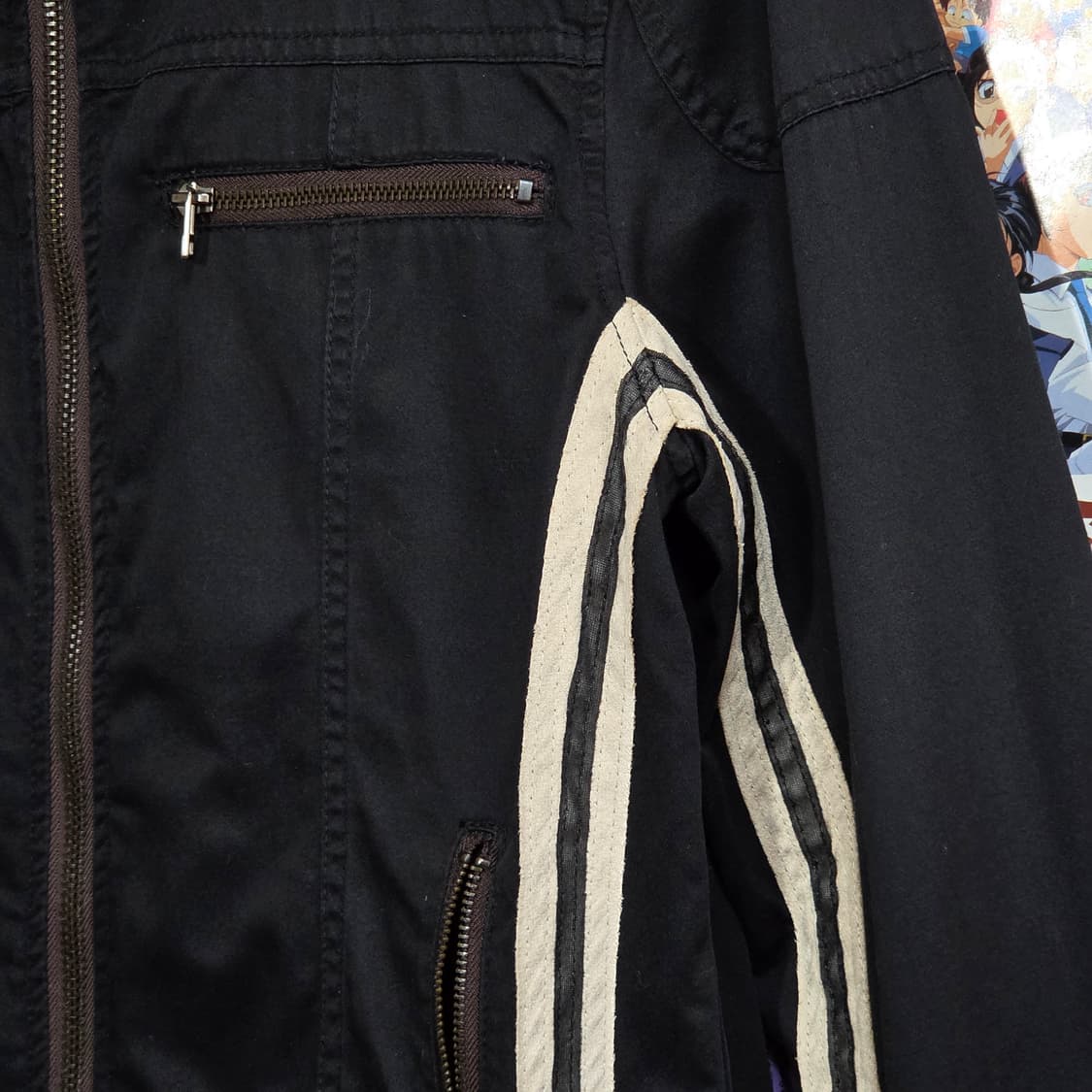 JPN 블랙 사이드 라인 바이커 무드 코튼 자켓 상품이미지4