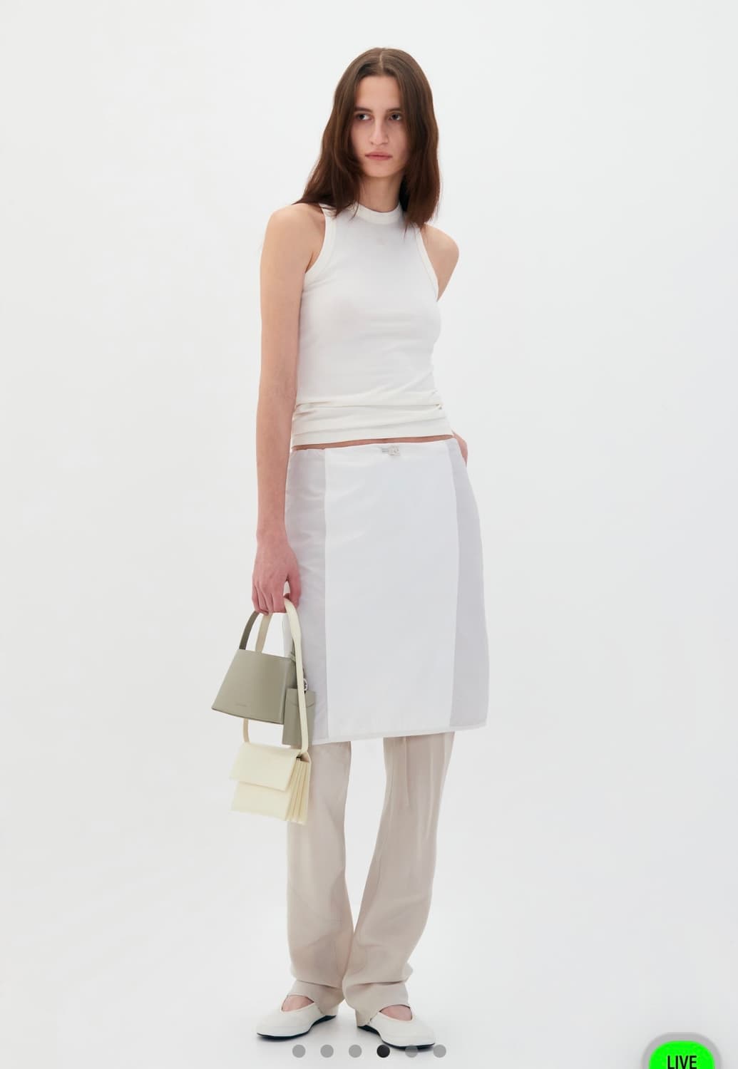 Contrast Midi skirt (White) 상품이미지4