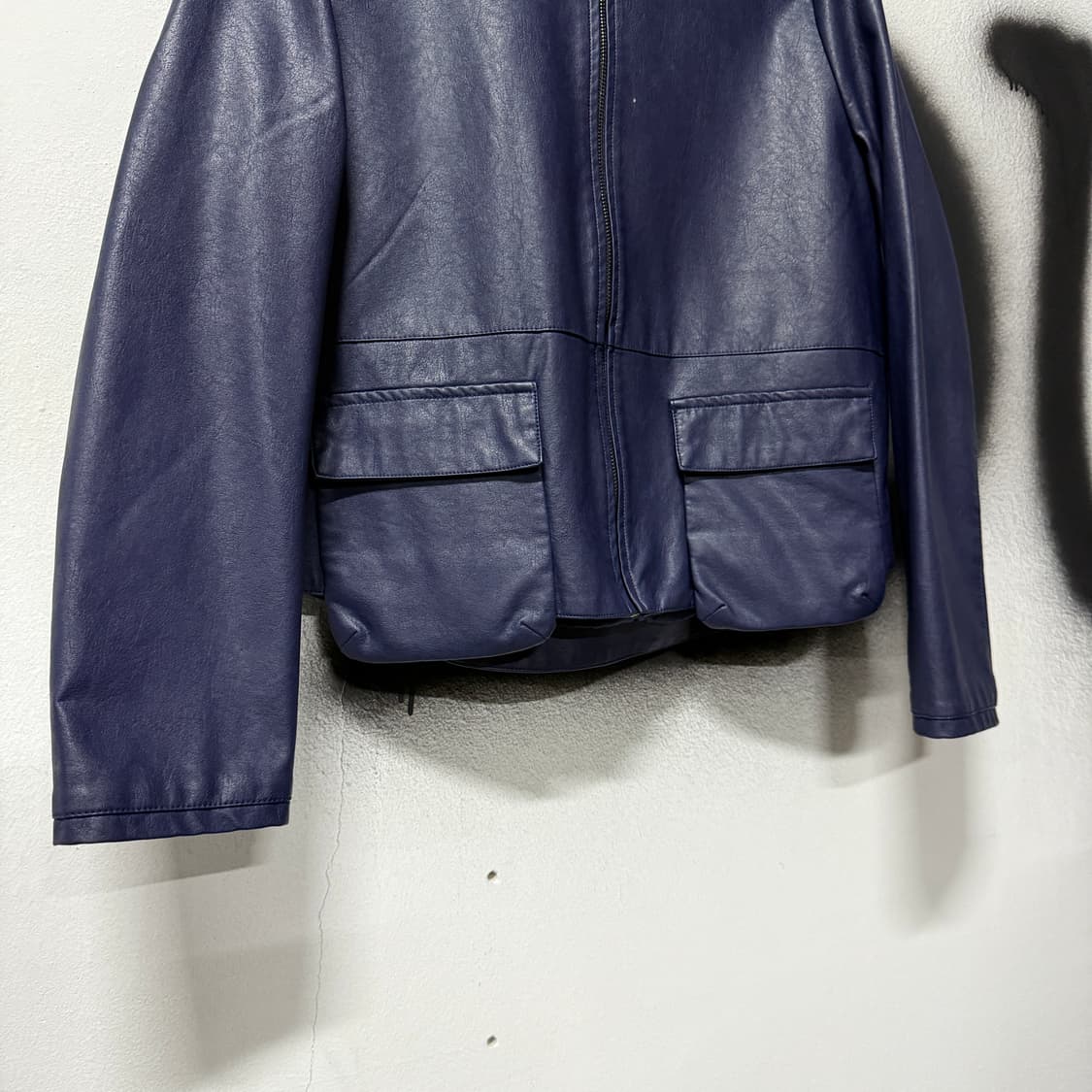 VTG 빈티지 절개 디테일 크롭 레더 후드 자켓 상품이미지5