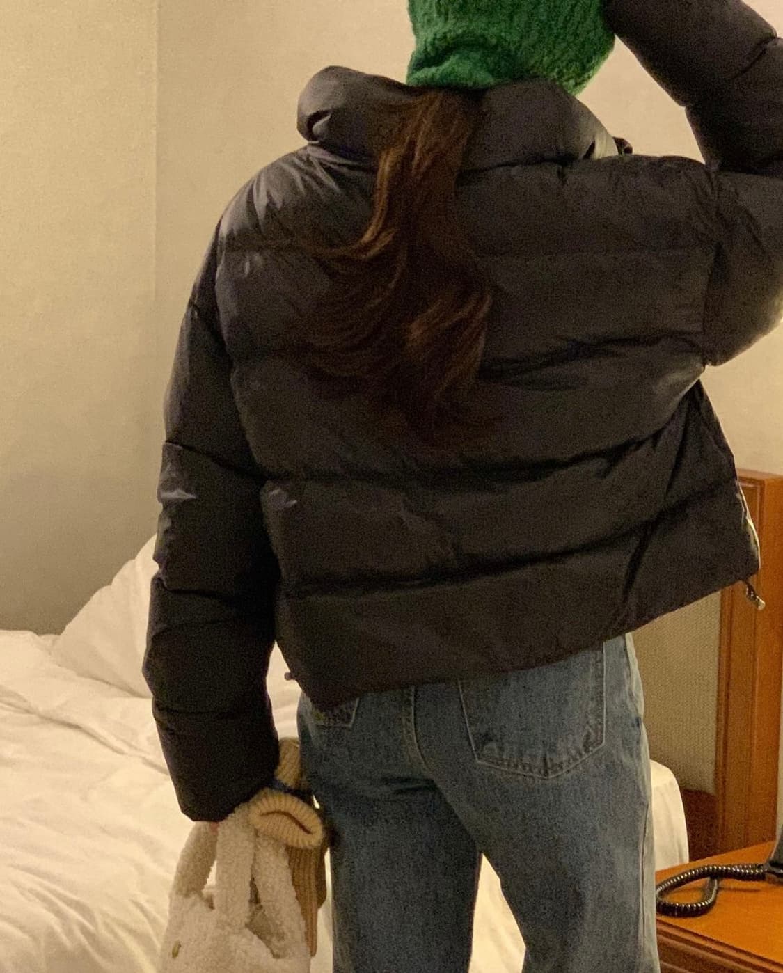 오리털 숏 패딩 아이보리, 블랙 상품이미지7