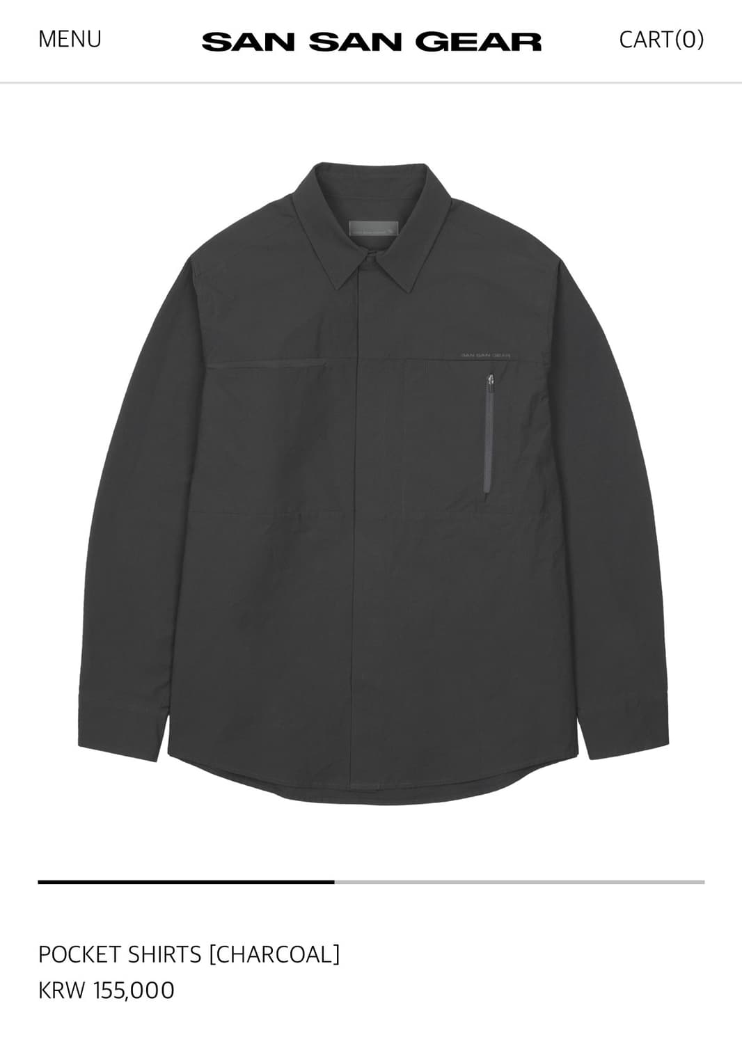 !!오늘만 할인!! 산산기어 포켓 셔츠 차콜 상품이미지1