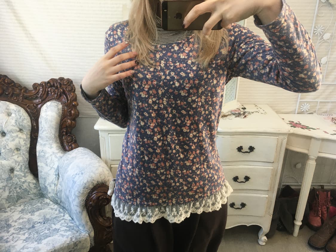 Set)하구미 잔꽃레이스티 + 모리 울 가디건 상품이미지7