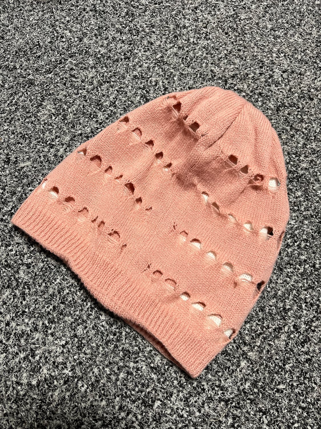 본더치 Von Dutch 데미지 니트 핑크 비니 양면 상품이미지2