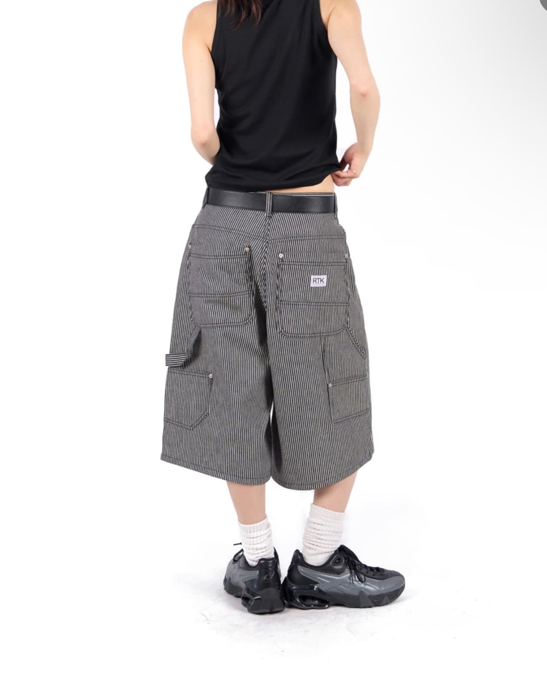 릿킴 STRIPE CARPENTER SHORTS, BLACK S 상품이미지4