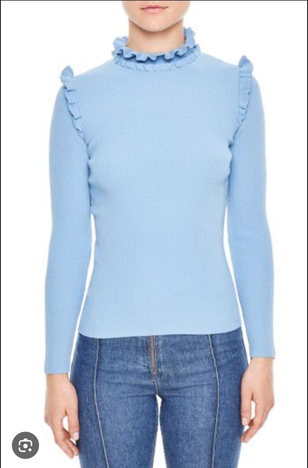 Sandro 산드로 프릴 하이넥 리브드 니트탑 1사이즈 상품이미지1