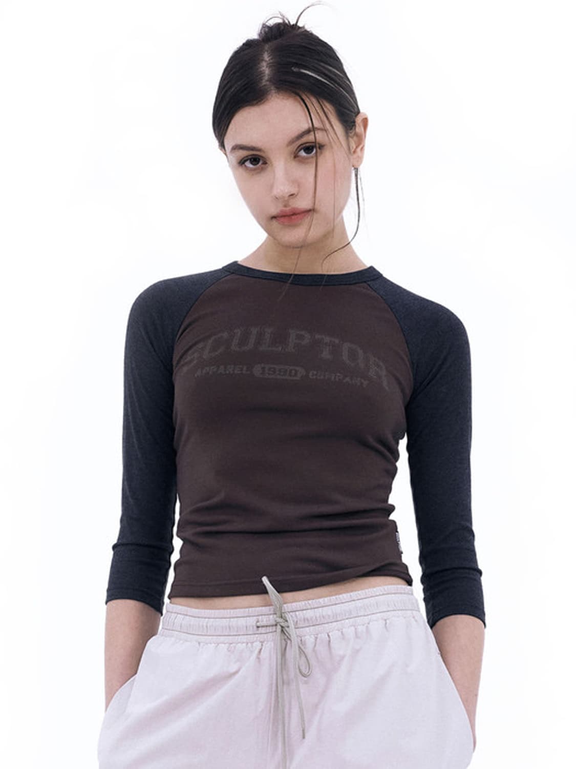 스컬프터 바시티 래글런 티 브라운/차콜 상품이미지1