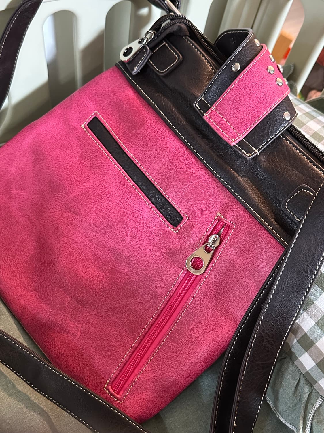 JP 핑크 레더 웨스턴 풍 크로스백 해외구매 모리걸 갸루 빈티지 상품이미지5