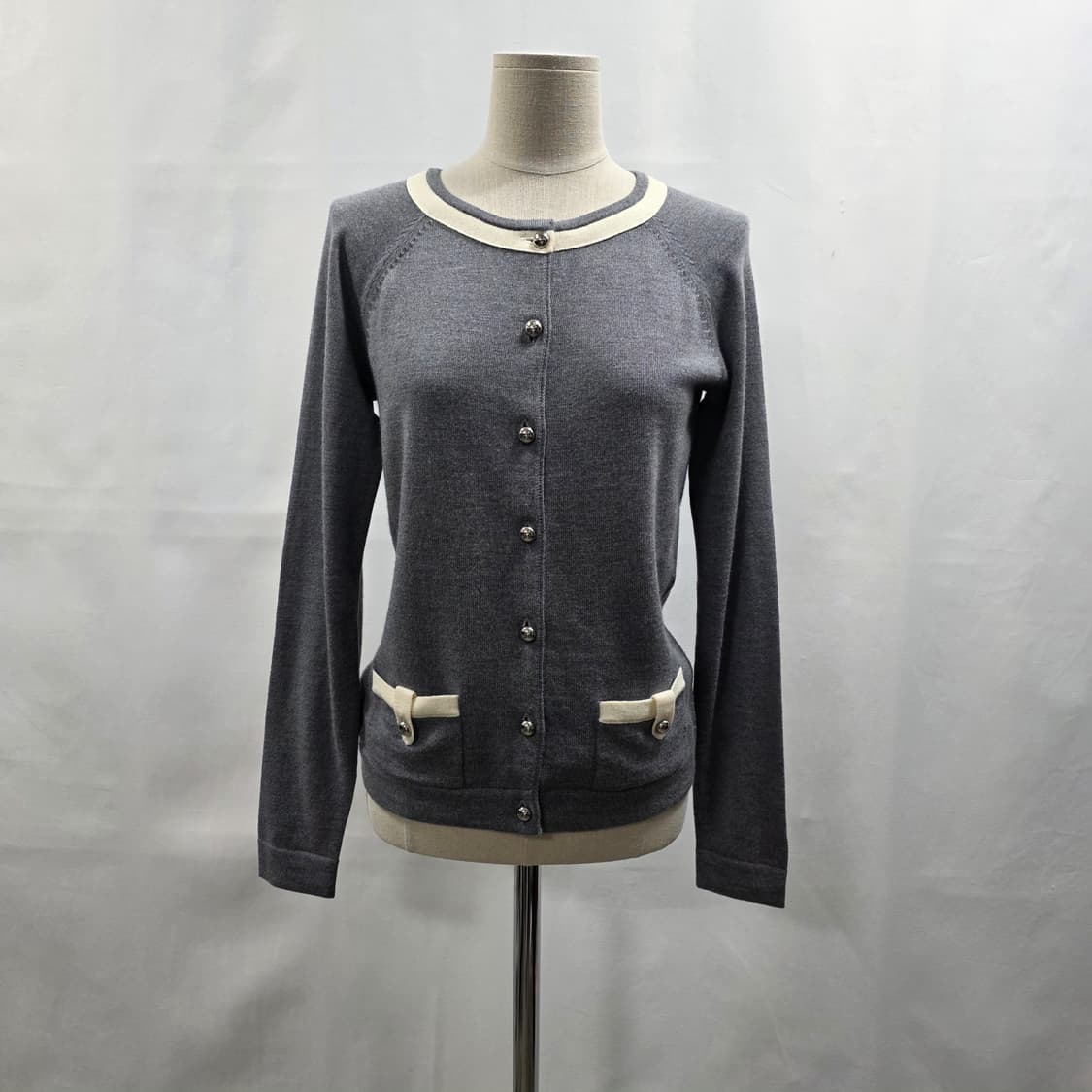 0771 [COACH] 코치 울100 가디건 배색 니트 S 상품이미지1