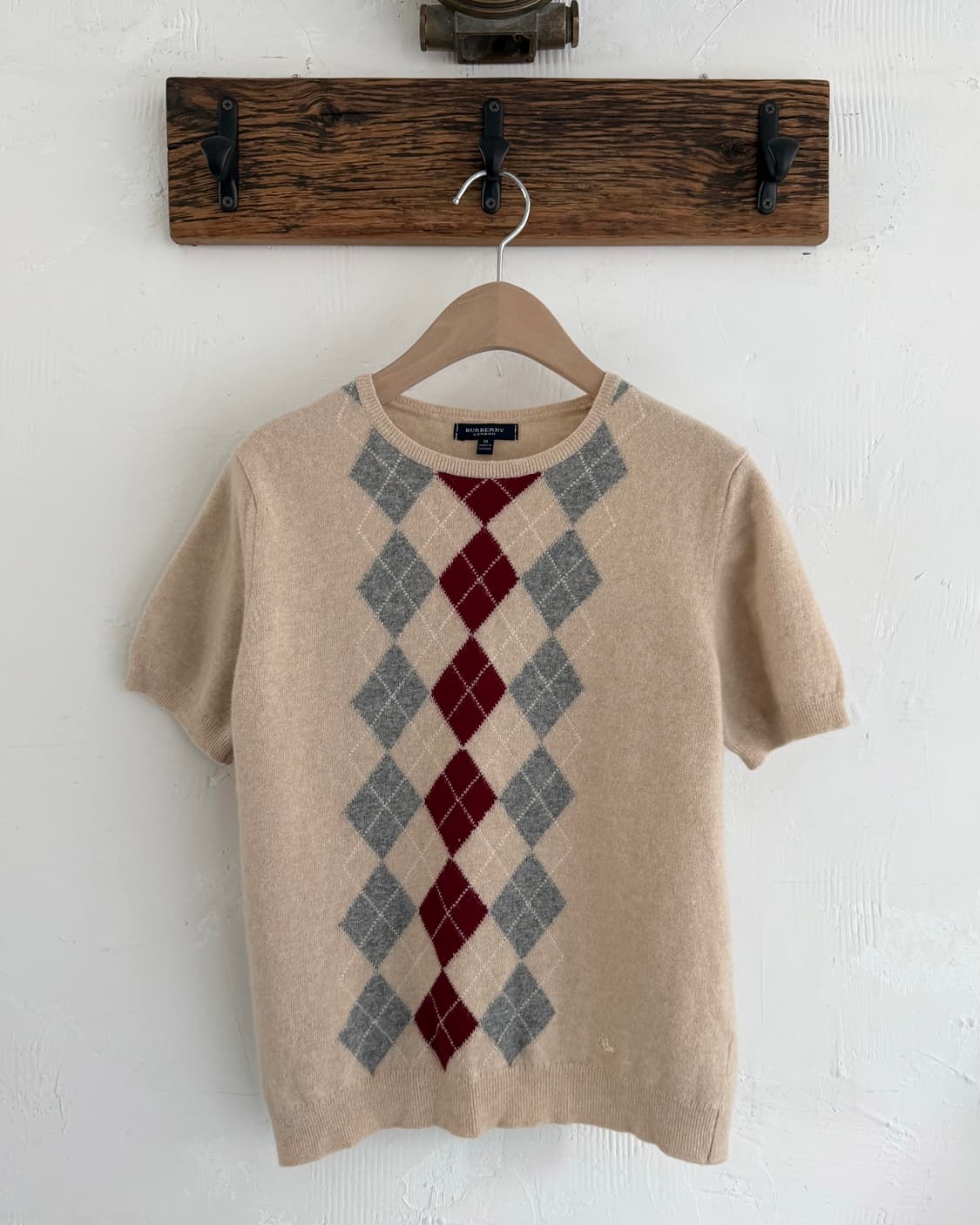 Burberry 버버리 베이지컬러 아가일패턴 반팔 니트 상품이미지3