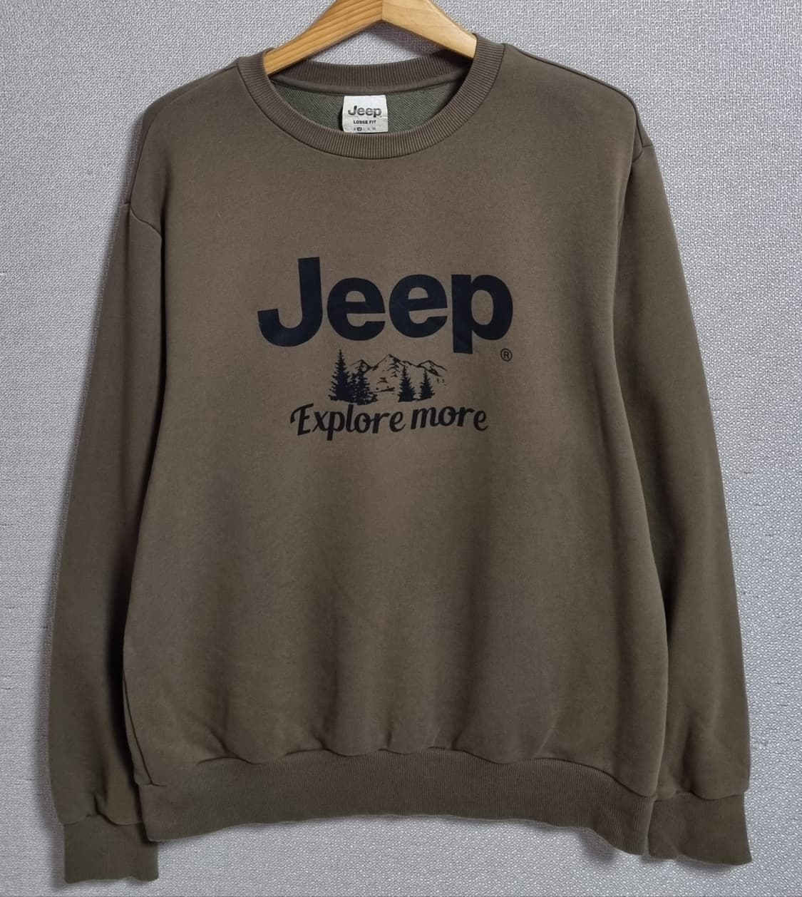 오버핏 M ) JEEP 지프 카키 맨투맨 상품이미지1