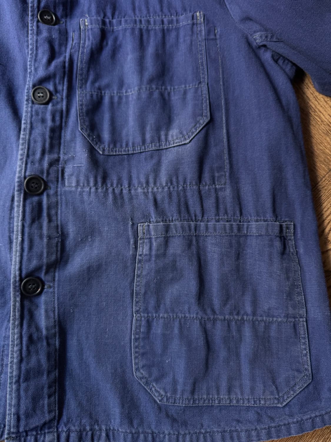 [M]80's 빈티지 워싱 헤링본 트윌 프렌치 워크자켓 상품이미지4