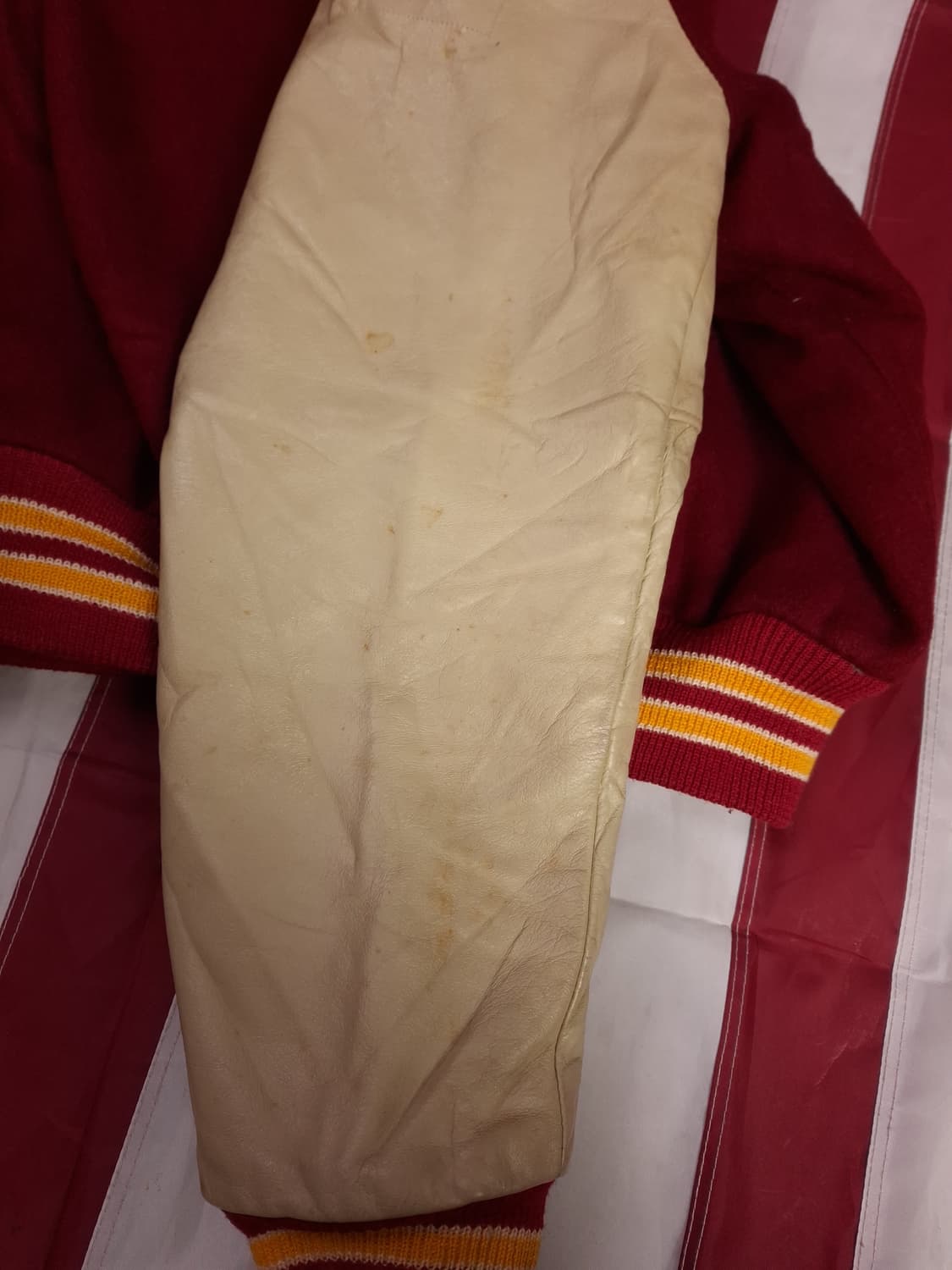 80's 오리지날 골든베어 울 레더 바시티자켓 상품이미지10