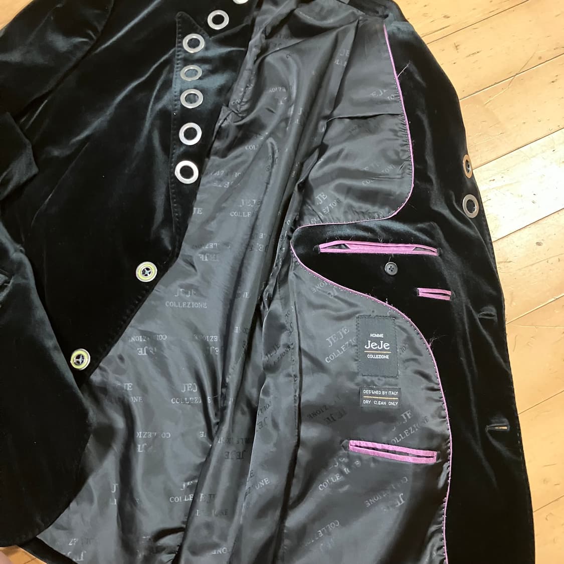 Japanese 펑크 사이징 링 디테일 블랙 벨벳 블레이저 XL 상품이미지8
