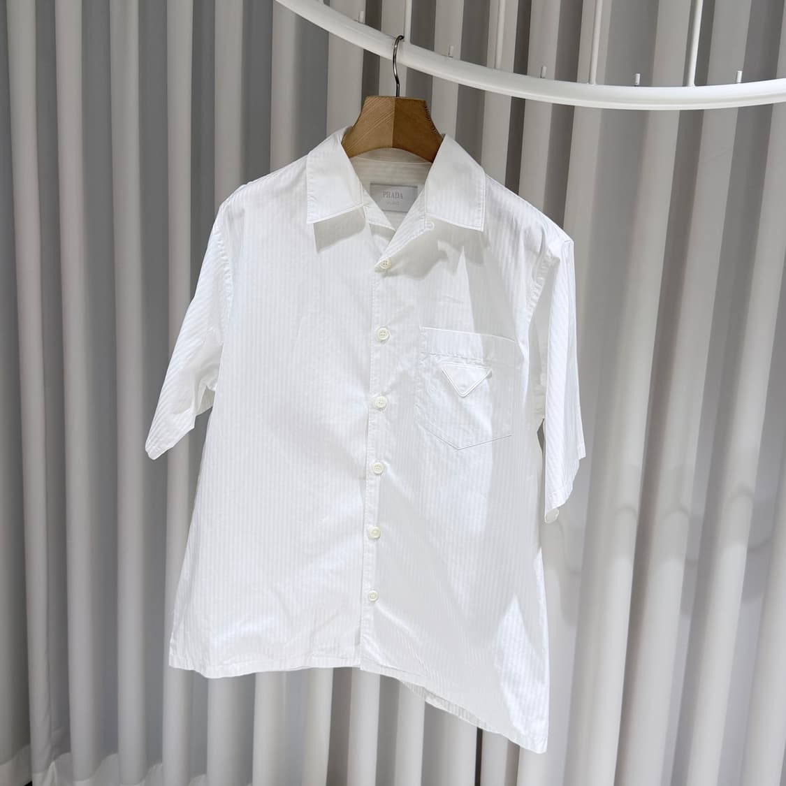 (S+/M) / 프라다 숏슬리브 코튼 화이트 반팔셔츠 상품이미지2