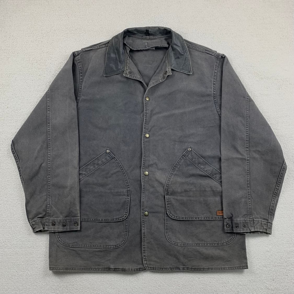 90s 울리치 레더 카라 워크 자켓 차콜 상품이미지1