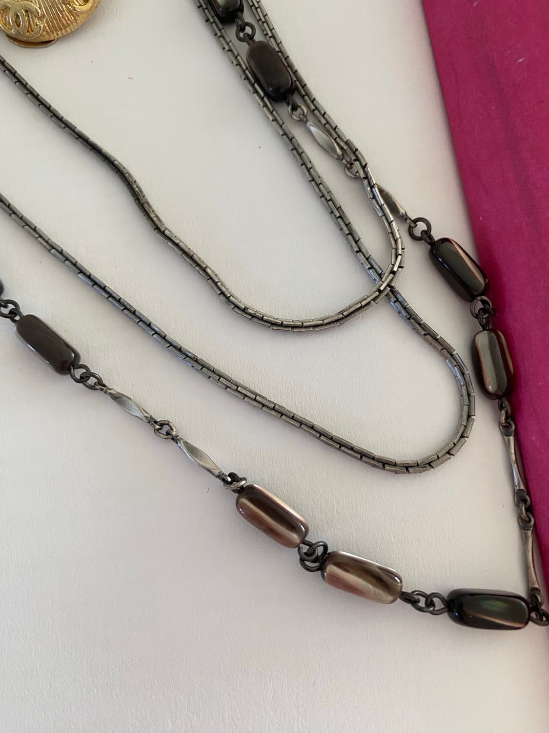 빈티지 브라운 비즈 3중 레이어드 네크리스 목걸이  상품이미지7