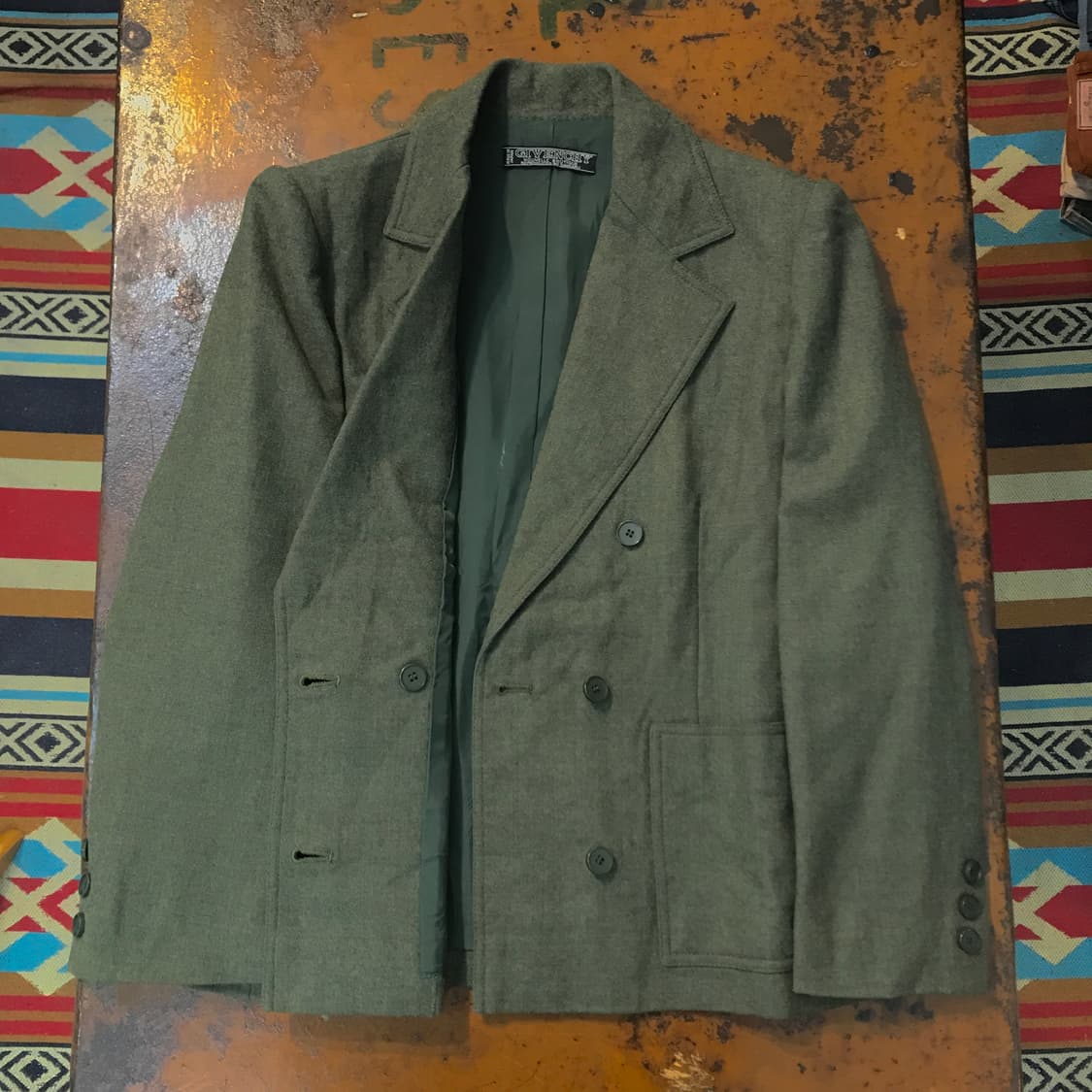 90s 지방시 카키색 더블 버튼 울 자켓 여성 44 55 사이즈 상품이미지6