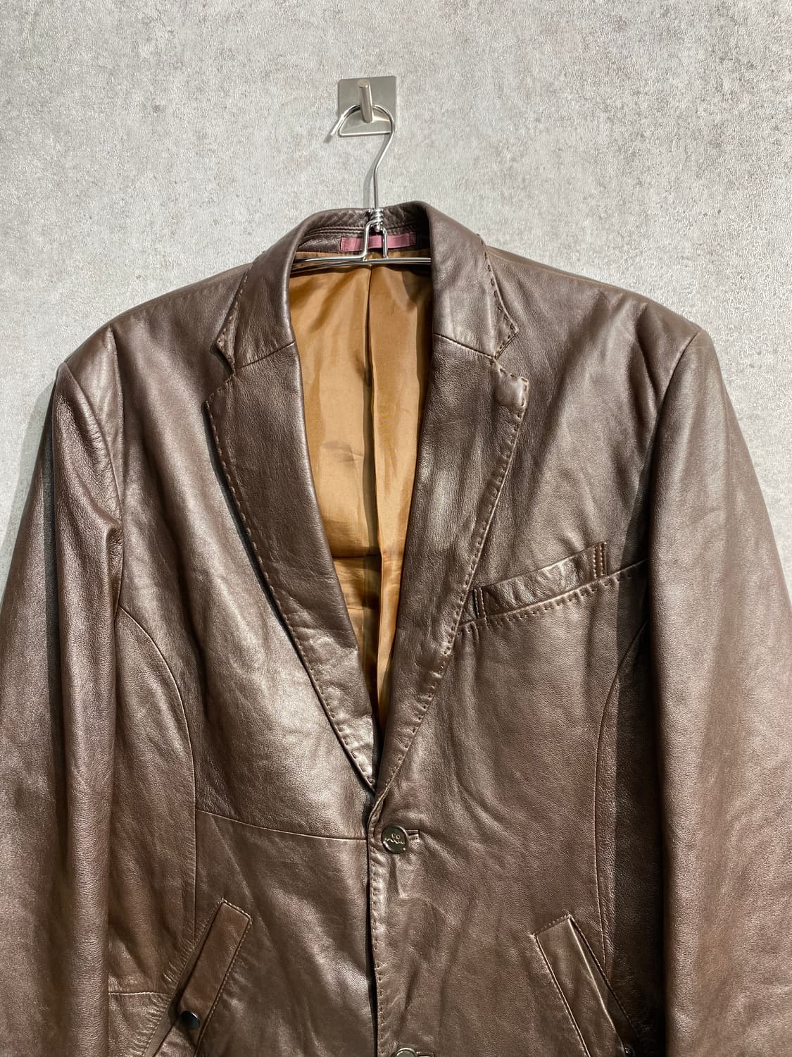 [50] PRIDE 브라운 양가죽 레더 블레이저 상품이미지3