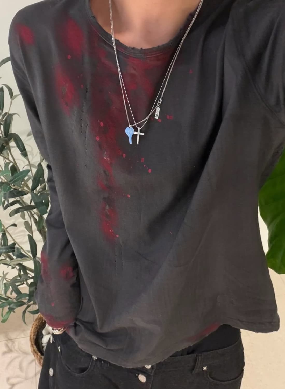 Devil kim 데빌킴 블러드 롱슬리브 차콜 L 상품이미지1