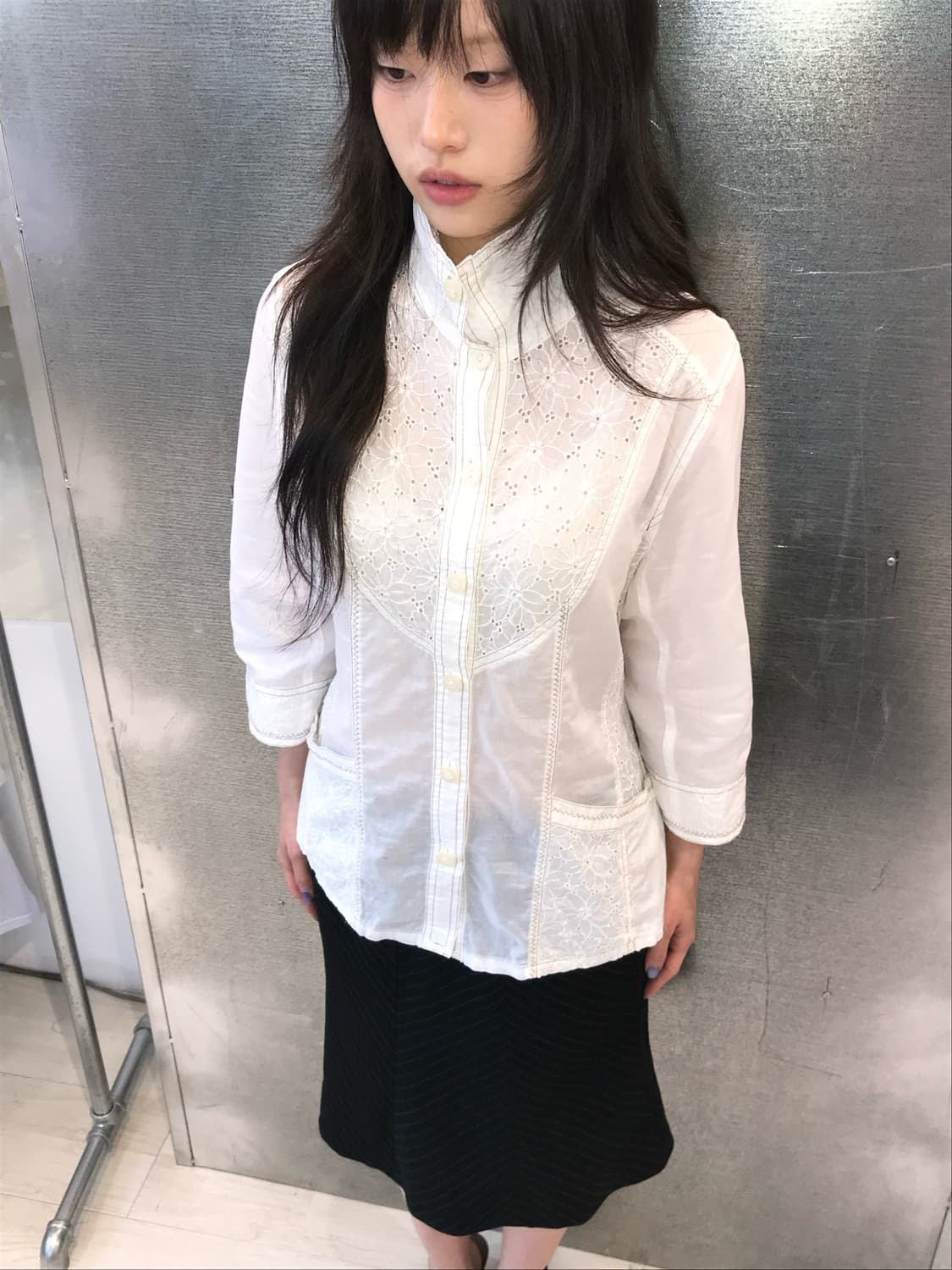 스티치 꽃무늬 블라우스  상품이미지4