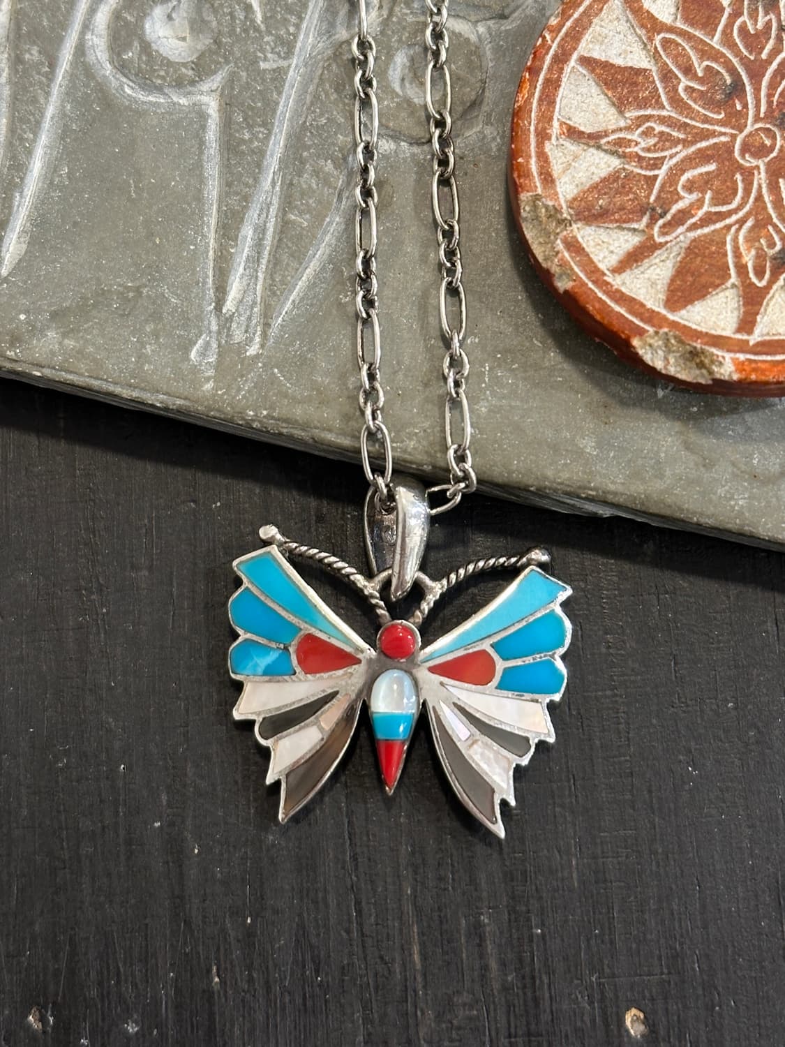 Butterfly Turquoise Inlay 925SilverNeckl 상품이미지1