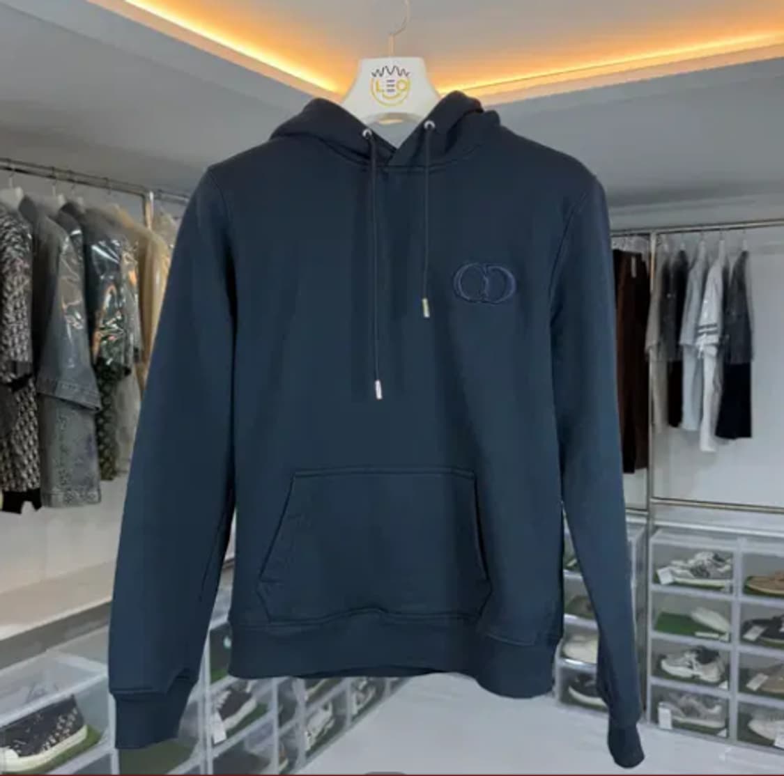 [당일배송] 디올(DIOR) CD 로고 자수 오버핏 후드 블랙 S 상품이미지2