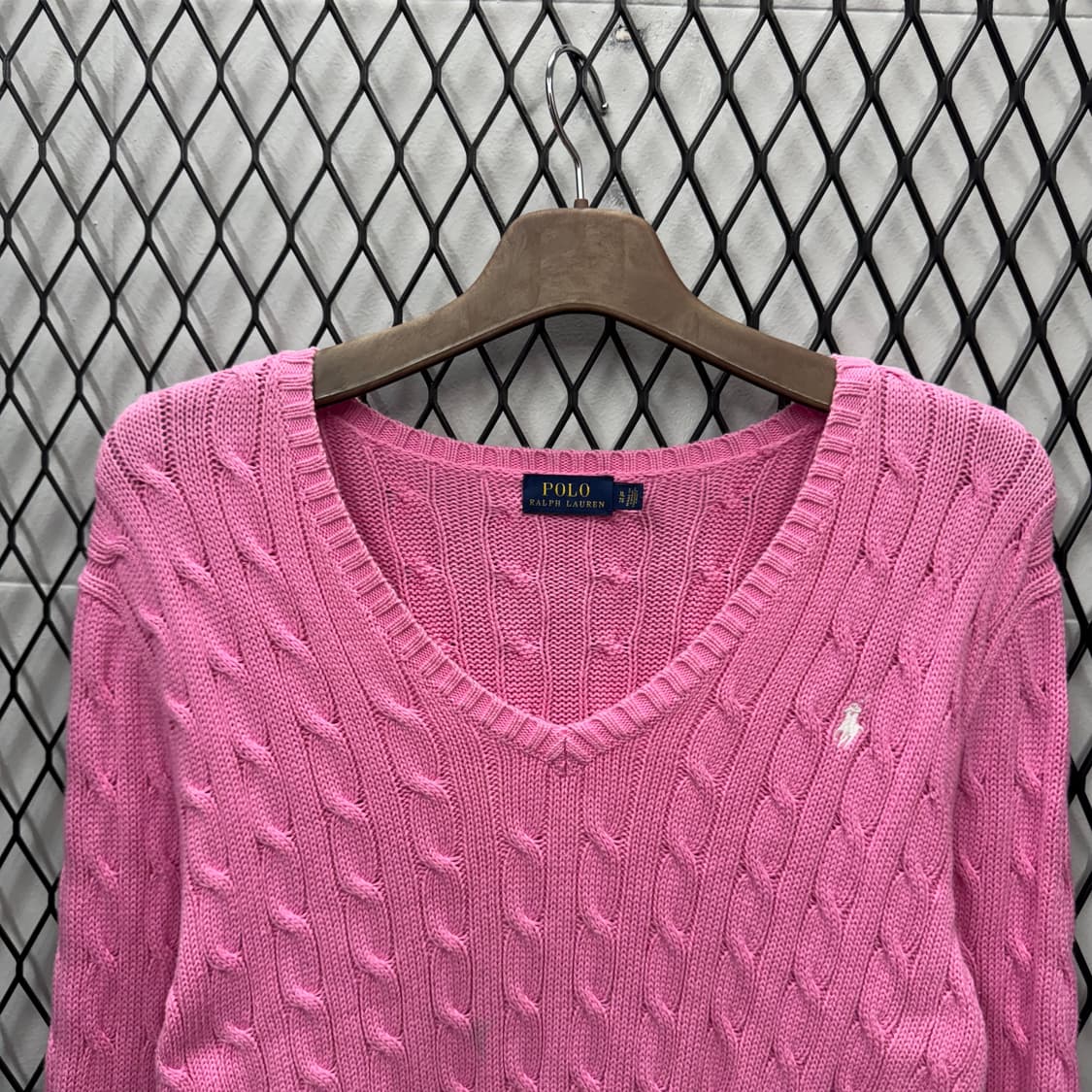 폴로 랄프로렌 케이블 니트 화이트 포니 포인트 라이트핑크 상품이미지3