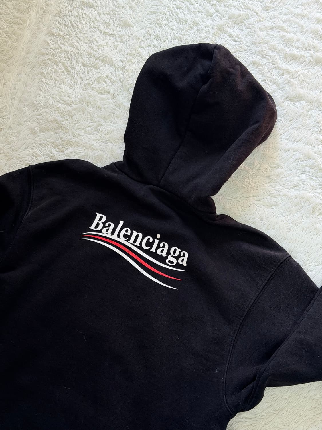 발렌시아가 웨이브 로고 후드티 블랙 L 상품이미지2