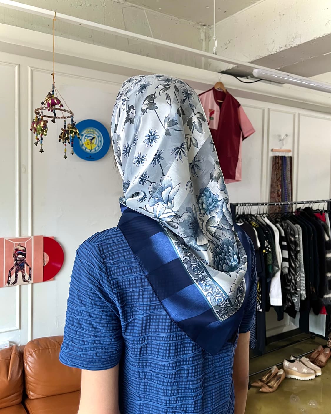 Japanese Vintage Floral Silk Big Scarf 상품이미지2