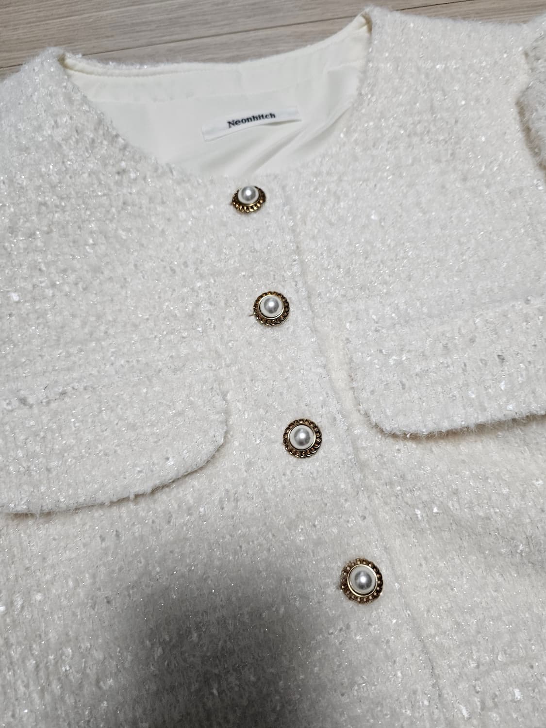 (새상품)파인땡큐 화이트 트위드 원피스 상품이미지5