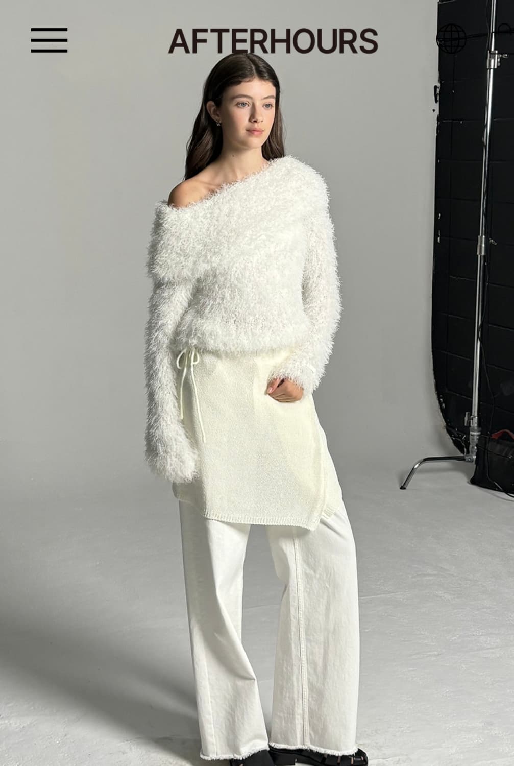 애프터아워즈 원 숄더 니트 탑 화이트(Free) 5.5 상품이미지3