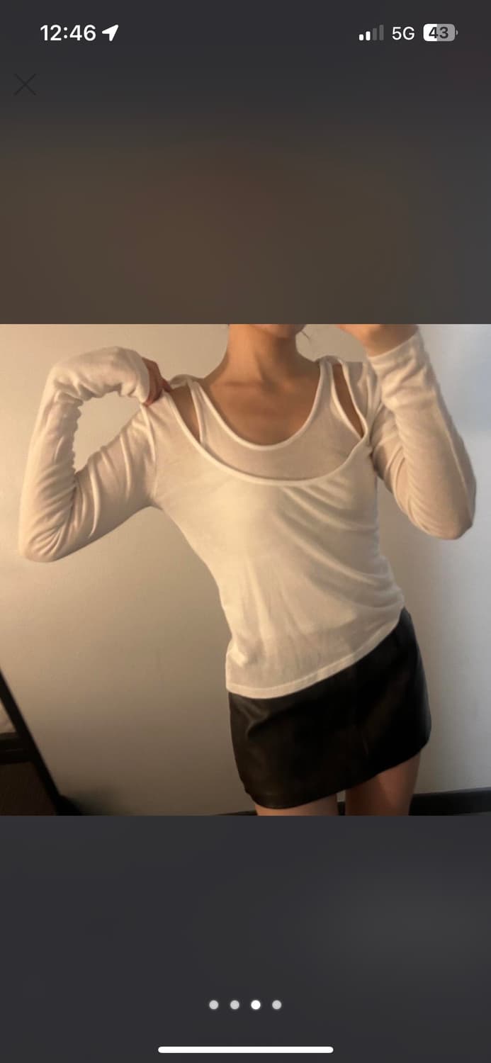 레이어드 화이트 롱 슬리브 탑 상품이미지3