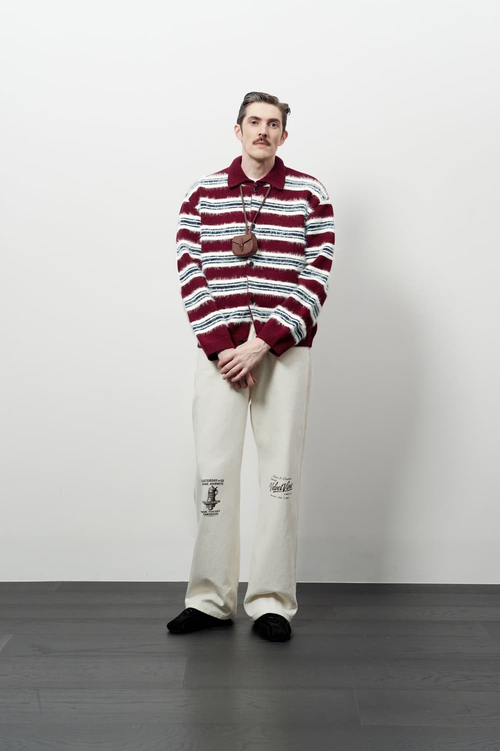 STU 플러피 스트라이프 가디건 버건디 M 상품이미지3