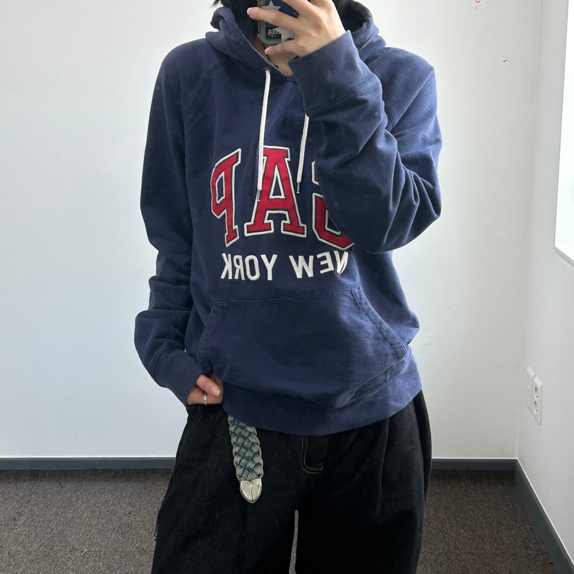 Gap 갭 레드로고 네이비 후드티 상품이미지2