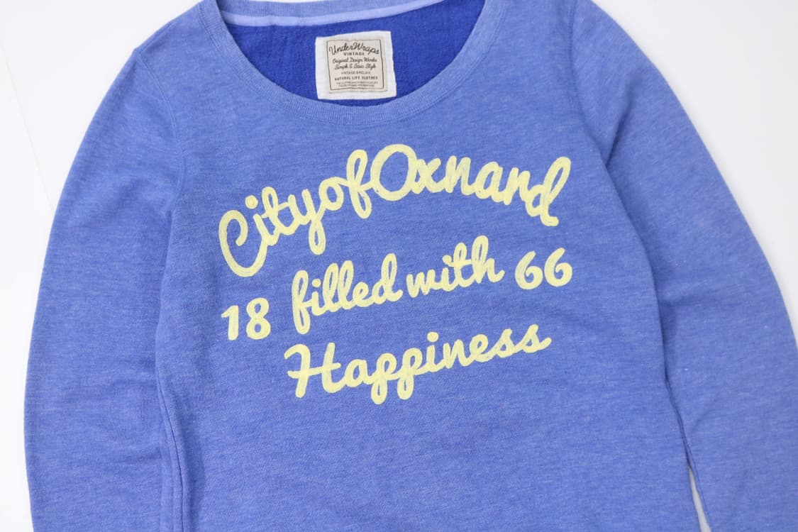 UnderWraps 언더랩스 빈티지 타이포그래피 블루 스웨트셔츠 (M) 상품이미지3