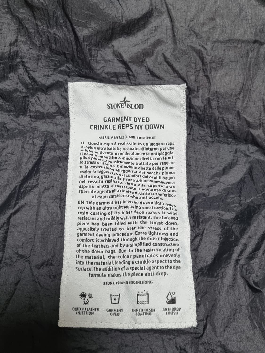 스톤아일랜드 크링클랩스 논후드 패딩 상품이미지4