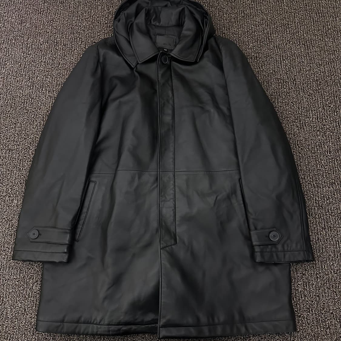 ROBO 로보 남성 양가죽 후드 코트 자켓 블랙 110(2XL) 상품이미지1