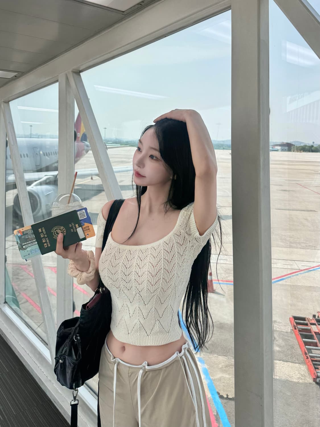 카인다미 스퀘어넥 물결 니트 크림 상품이미지8